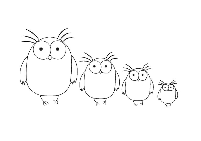 Stickdatei Eule, LineArt, Redwork, Silhouette, vier Größen, Eule