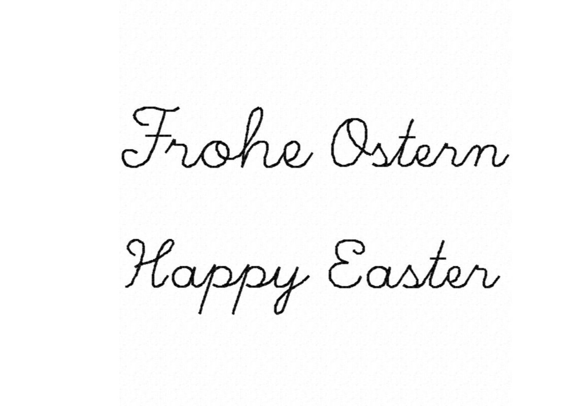 Stickdatei Schriftzug Frohe Ostern und Happy Easter, Rahmen ab 10 cm x 10 c