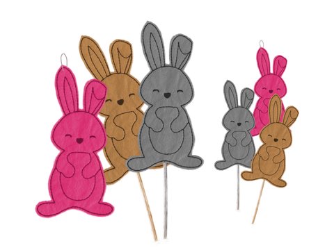 Stickdatei Hase, Anhänger, Blumentopf, Stab, Ostern, Frühling, zwei Größen,