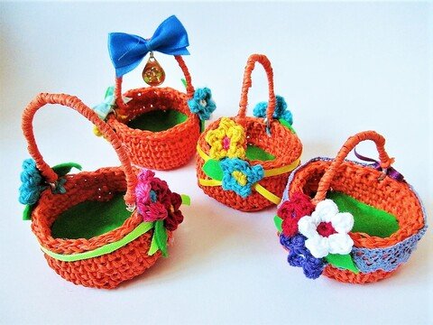 Mini-Osterkörbchen aus Papiergarn