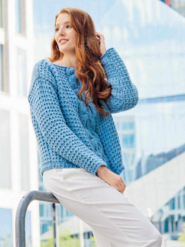 Strukturmuster-Pulli mit Zopf