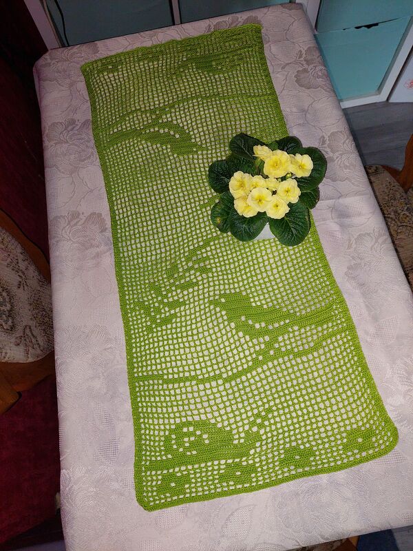 Tischläufer Vögelchen und Schnecke häkeln - Bild 4