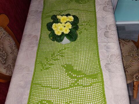 Tischläufer Vögelchen und Schnecke häkeln