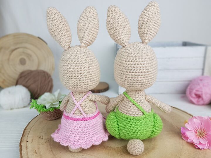 Osterhasen Wilma & Waldy mit Korbchen PDF Häkelnaleitung