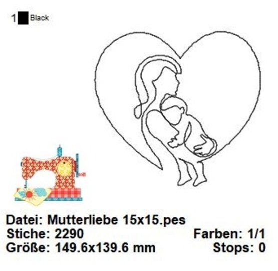Mutterliebe, Mutter und Kind, Geburt, Stickdatei in 3 Größen