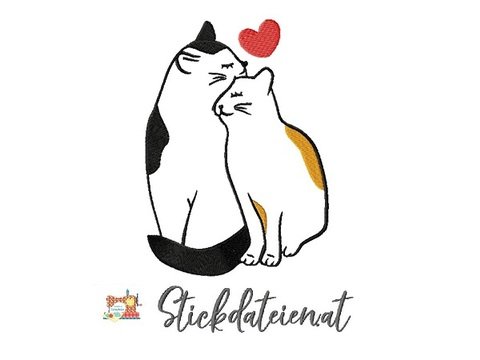 Katzenliebe STICKDATEI, Stickdatei für Katzenfreunde, Fellnasen Stickdatei