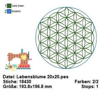 Stickdatei Lebensblume, Stickdatei in 3 Größen, Spirituelle Stickdatei - Bild 4