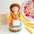 K095 Lady with a Round Loaf bread Knitted interior doll Amigurumi Zabelina