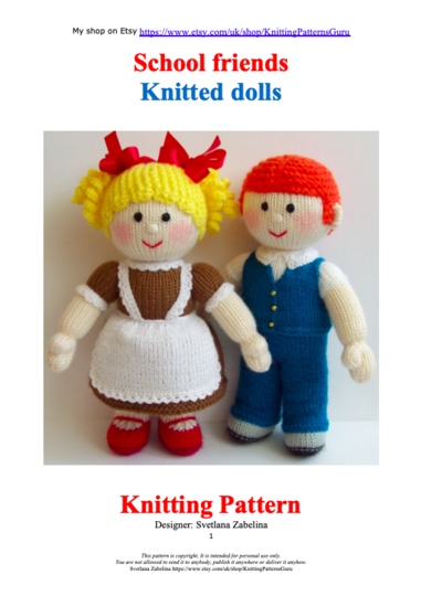 K093 Dolls Boy and Girl School friends - Amigurumi doll - by Zabelina