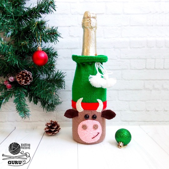 K092 Bull Ox bottle covers for wine and champagne Zabelina decor