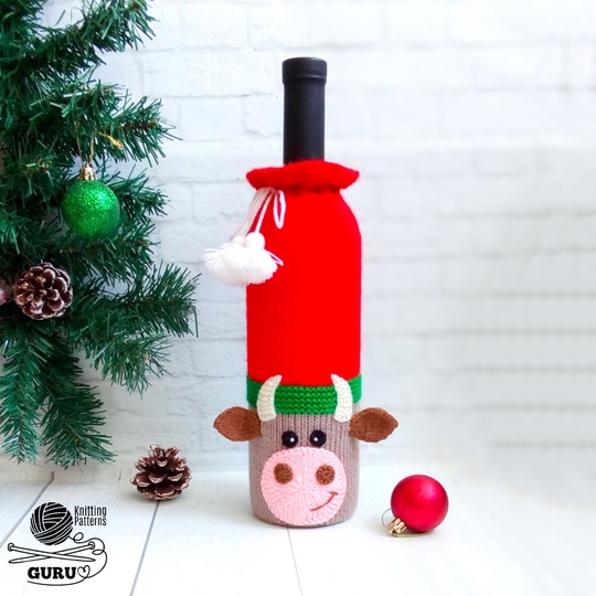 K092 Bull Ox bottle covers for wine and champagne Zabelina decor