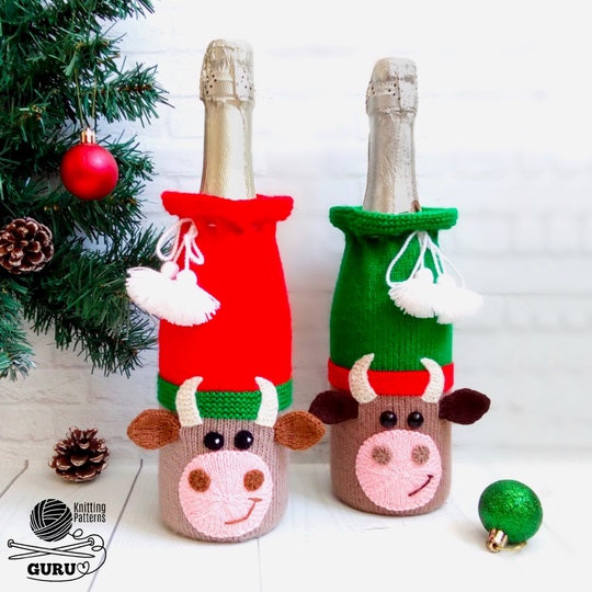 K092 Bull Ox bottle covers for wine and champagne Zabelina decor