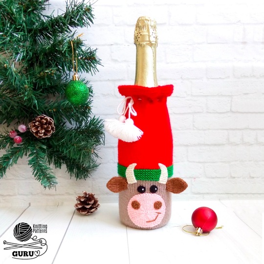 K092 Bull Ox bottle covers for wine and champagne Zabelina decor