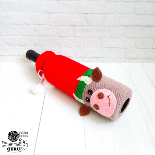 K092 Bull Ox bottle covers for wine and champagne Zabelina decor