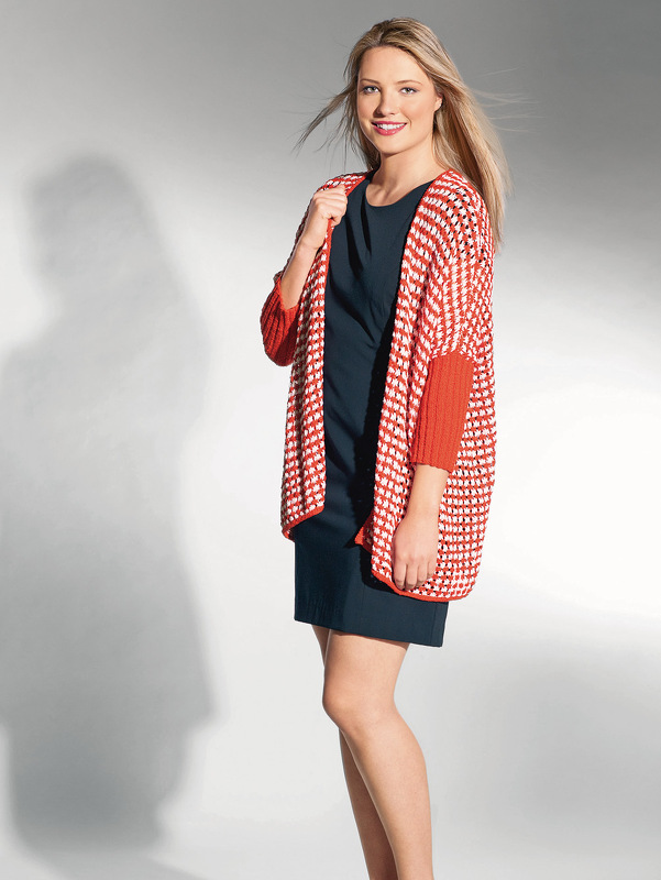 Gestreifte Oversize-Jacke mit rot-weißem Muster 