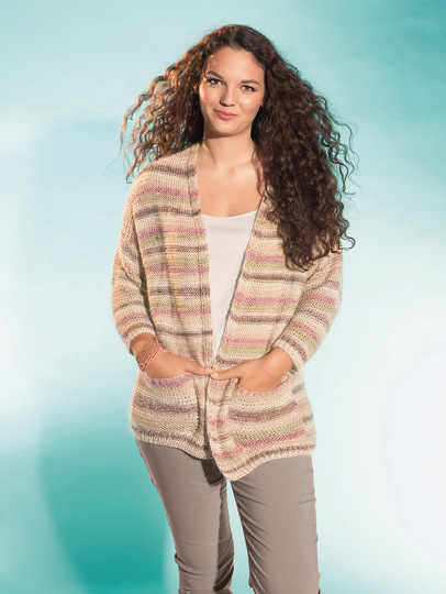 Cardigan mit pastellfarbenen Streifen und Taschen
