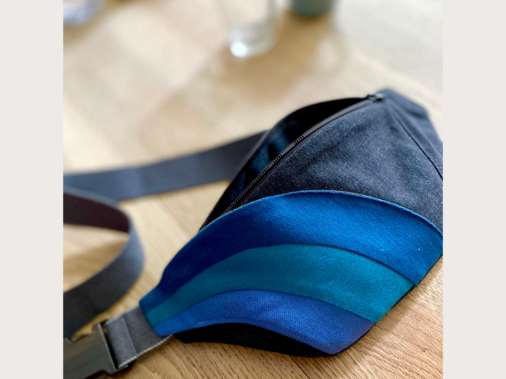 Waist bag sewing pattern, rainbow extra outside pocket