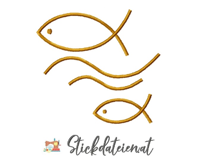 Stickdatei Fische, Taufe Stickdatei 10x10, Maschinensticken