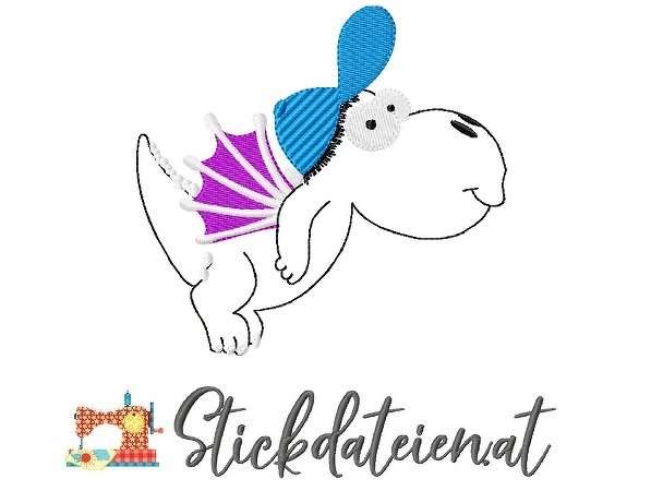 Stickdatei süßer Drachenjunge, Applikation in 2 Größen