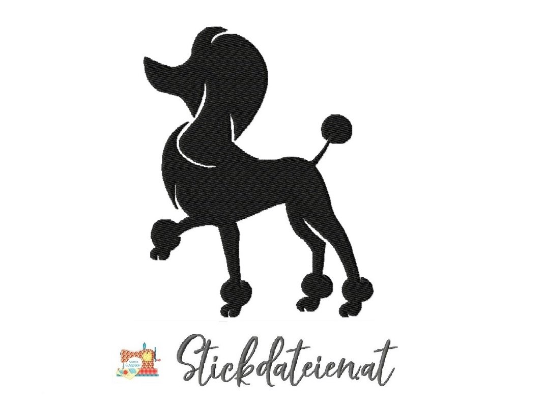 Stickdatei Pudel, Hunderasse Stickdatei in 3 Größen, Maschinensticken