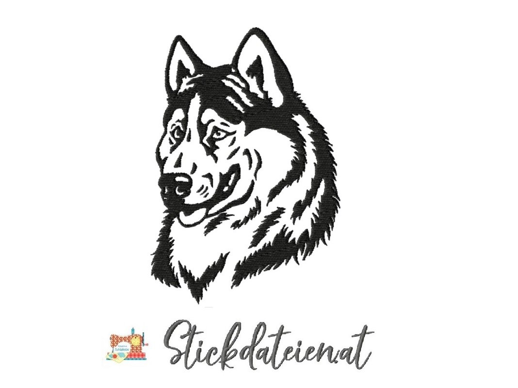 Stickdatei Malamutkopf, große Hunderasse Stickdatei in 3 Größen