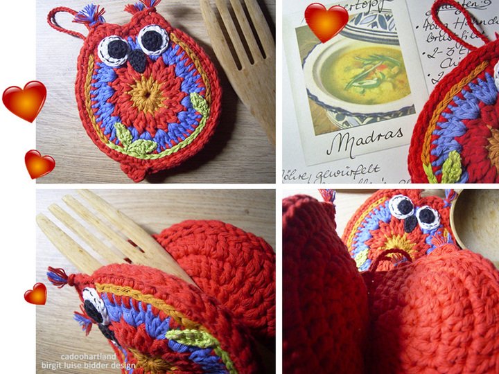 Topflappen häkeln, KÜCHENGRIFFI "Eulelie" zum Greifen perfekter Hitzeschutz