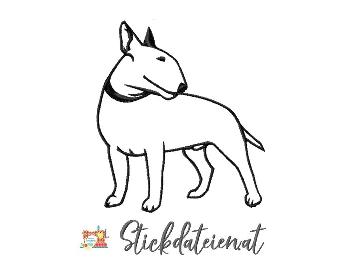 Stickdatei Bullterrier, Bulli Hunderasse, Stickdatei in 3 Größen