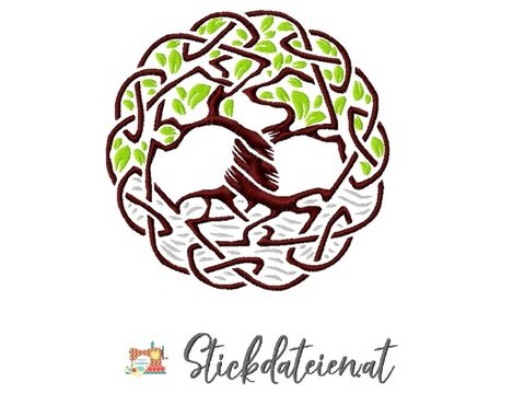 Stickdatei Lebensbaum, Baum des Lebens Stickdatei in 3 verschiedenen Größen