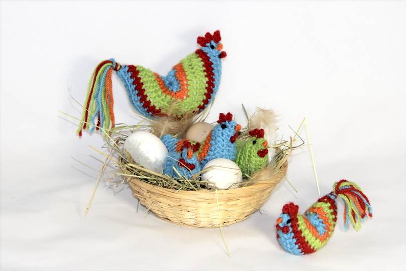 Hahn und Henne - verschiedene Größen - Häkelanleitung - sehr einfach