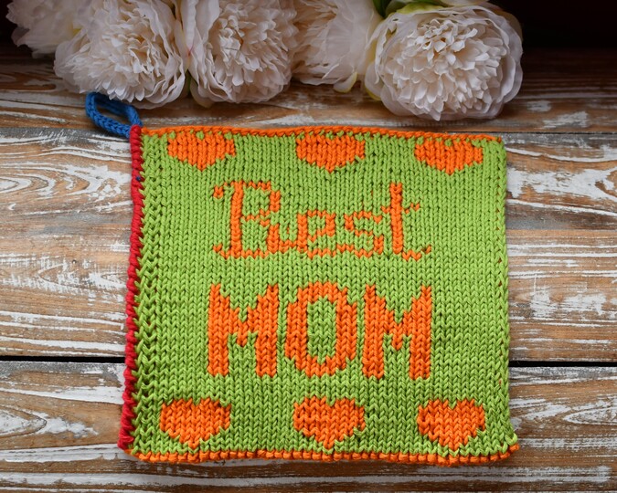 Strickanleitung Topflappen "Beste MAMA / MAMI" - in Doubleface