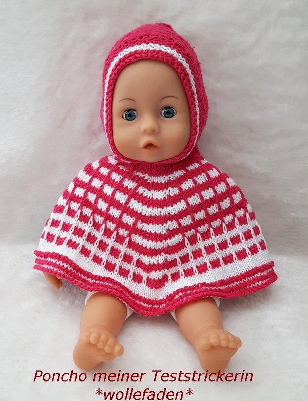 Kunterbunter Puppen-Poncho - mehrere Größen - Strickanleitung - Bild 4