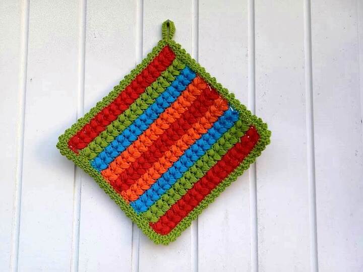 Häkelanleitung Crazy Pottlappen aus Wollresten