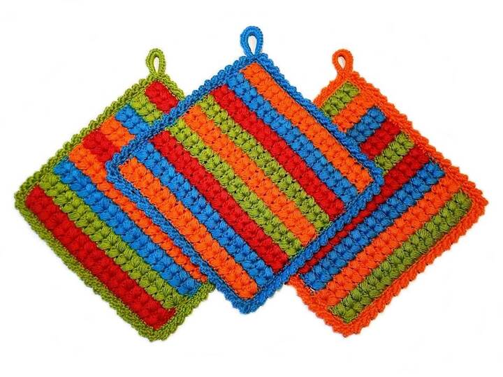 Häkelanleitung Crazy Pottlappen aus Wollresten