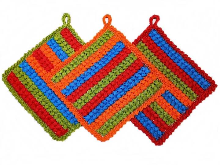 Häkelanleitung Crazy Pottlappen aus Wollresten