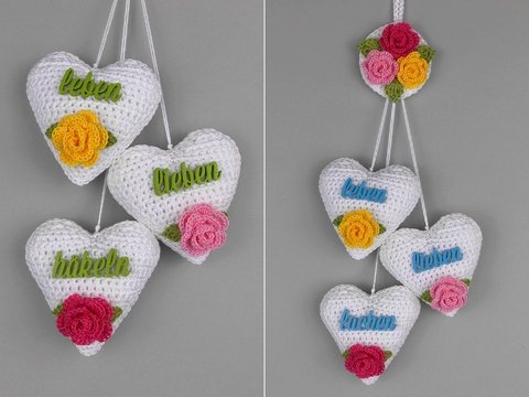 leben lieben häkeln - Dekohänger einfach aus Wollresten