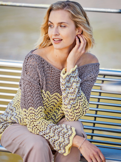 Ajour-Pulli mit Streifendekor