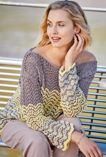 Ajour-Pulli mit Streifendekor