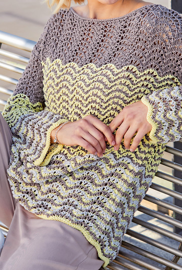 Ajour-Pulli mit Streifendekor