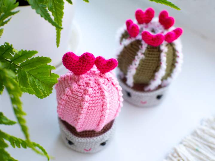 Сrochet pattern valentines heart cactus