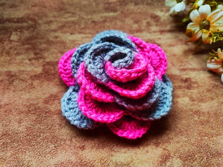 3D Crochet Rose Pattern • Multi-Layer Flower PDF + Video Tutorial