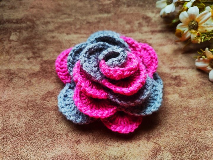 3D Crochet Rose Pattern • Multi-Layer Flower PDF + Video Tutorial