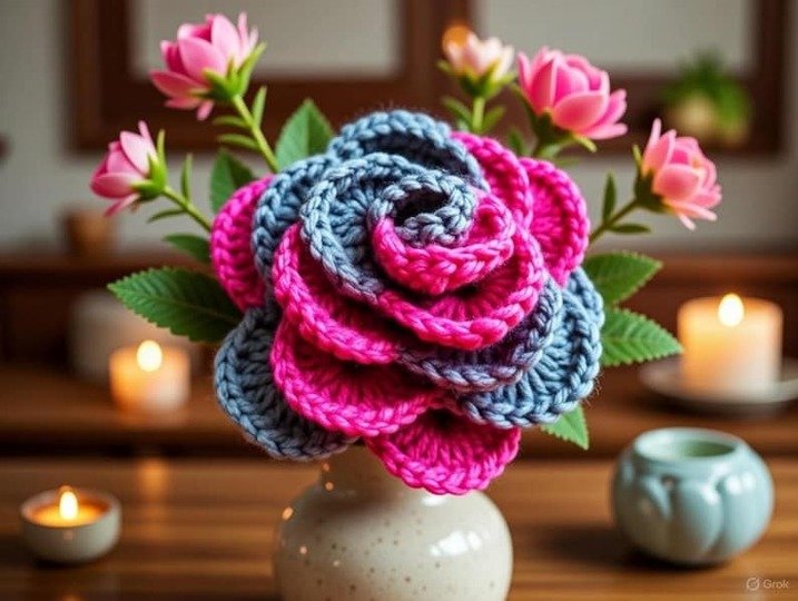 3D Crochet Rose Pattern • Multi-Layer Flower PDF + Video Tutorial