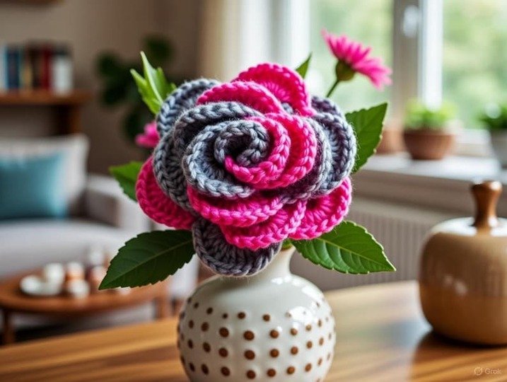3D Crochet Rose Pattern • Multi-Layer Flower PDF + Video Tutorial