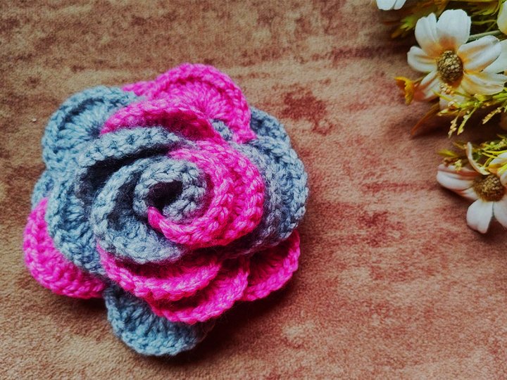 3D Crochet Rose Pattern • Multi-Layer Flower PDF + Video Tutorial