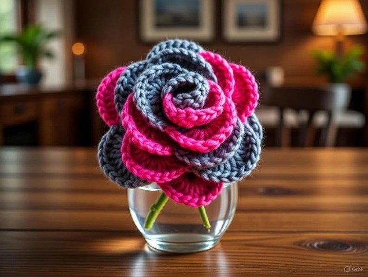 3D Crochet Rose Pattern • Multi-Layer Flower PDF + Video Tutorial