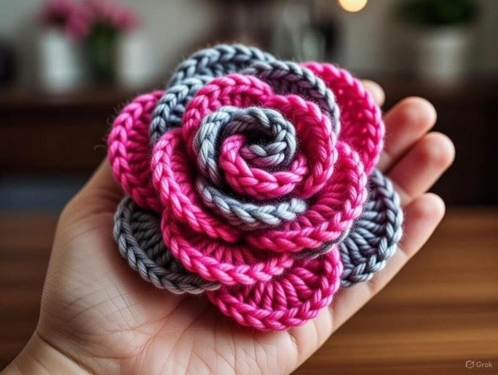 3D Crochet Rose Pattern • Multi-Layer Flower PDF + Video Tutorial