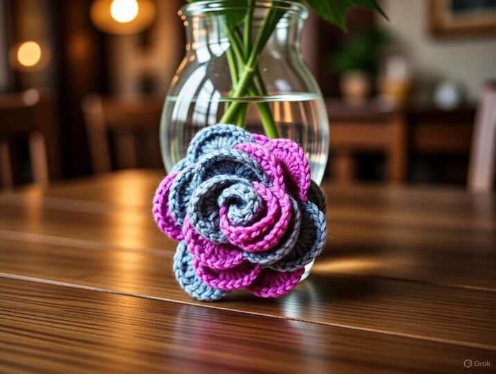 Häkelanleitung 3D Rose • Mehrschichtige Blume PDF + Video Tutorial