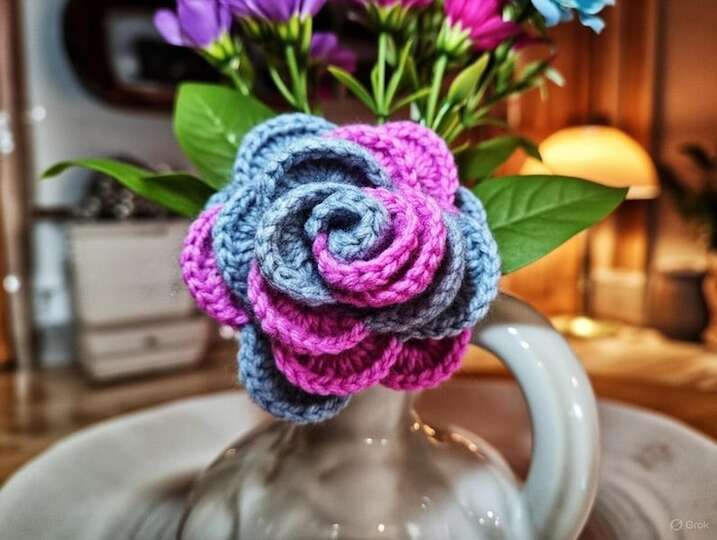 Häkelanleitung 3D Rose • Mehrschichtige Blume PDF + Video Tutorial