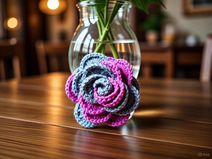 Häkelanleitung 3D Rose • Mehrschichtige Blume PDF + Video Tutorial