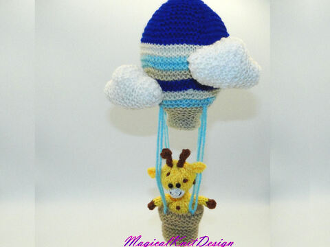 Ginger on air ballon knitting pattern baby shower soft toys giraffe animals
